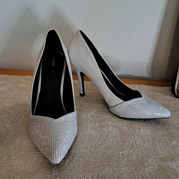 Aldo Shoes - ALDO Silver Sparkle 4" Heels Size 7.5 EUC